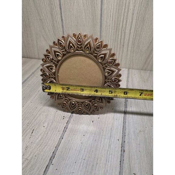 Pier 1 Imports Photo Frame Bejeweled Ornate Wire & Beads 3.5x3.5 Orange New - Picture 2 of 5